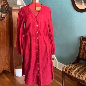 NWOT Love and Confuse (like NPL) Cherry Red Linen Shirt Dress Blouson M